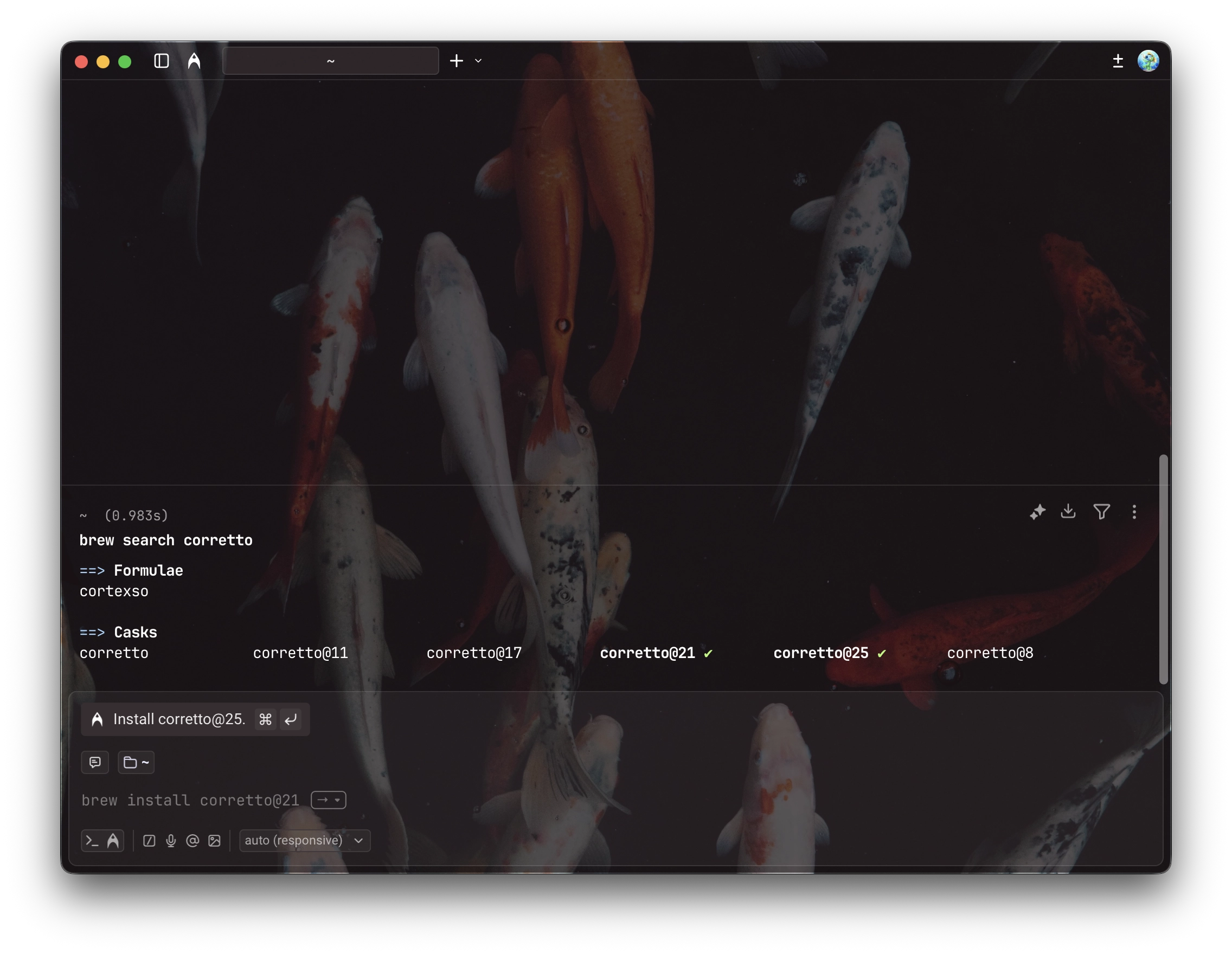 Searching for Corretto in Homebrew