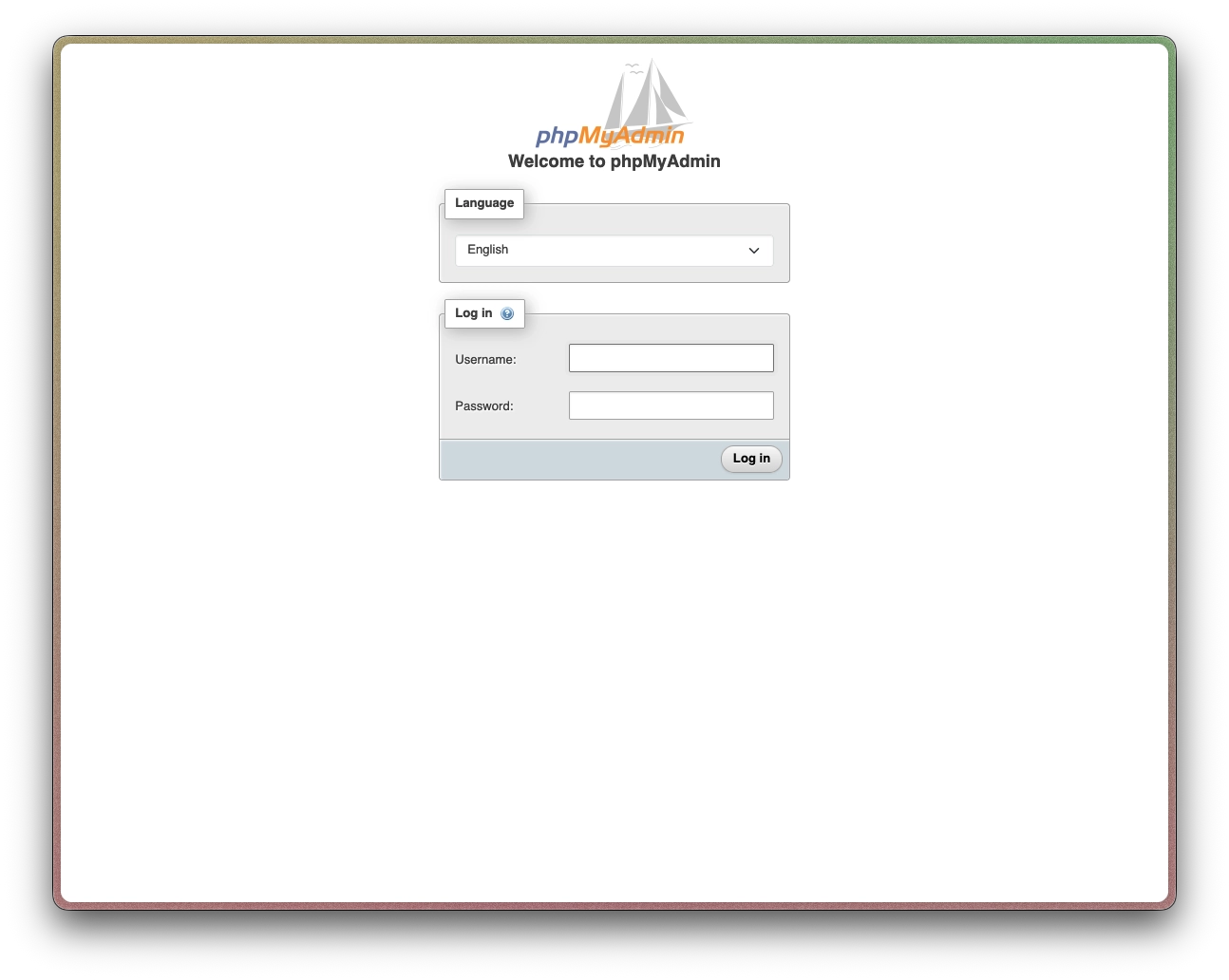 phpMyAdmin Login Page