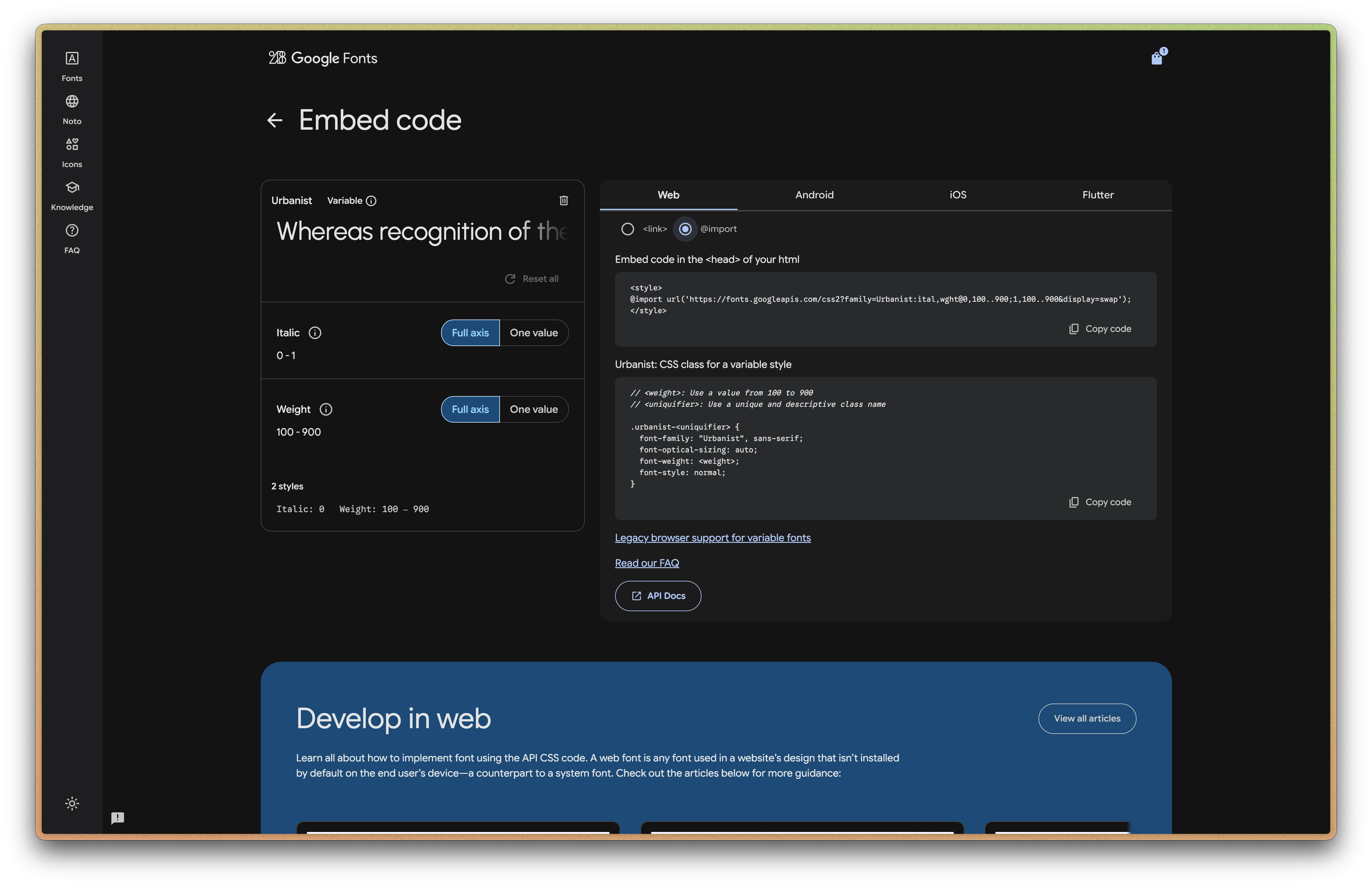 Correct Options for Font Embedding from Google Fonts