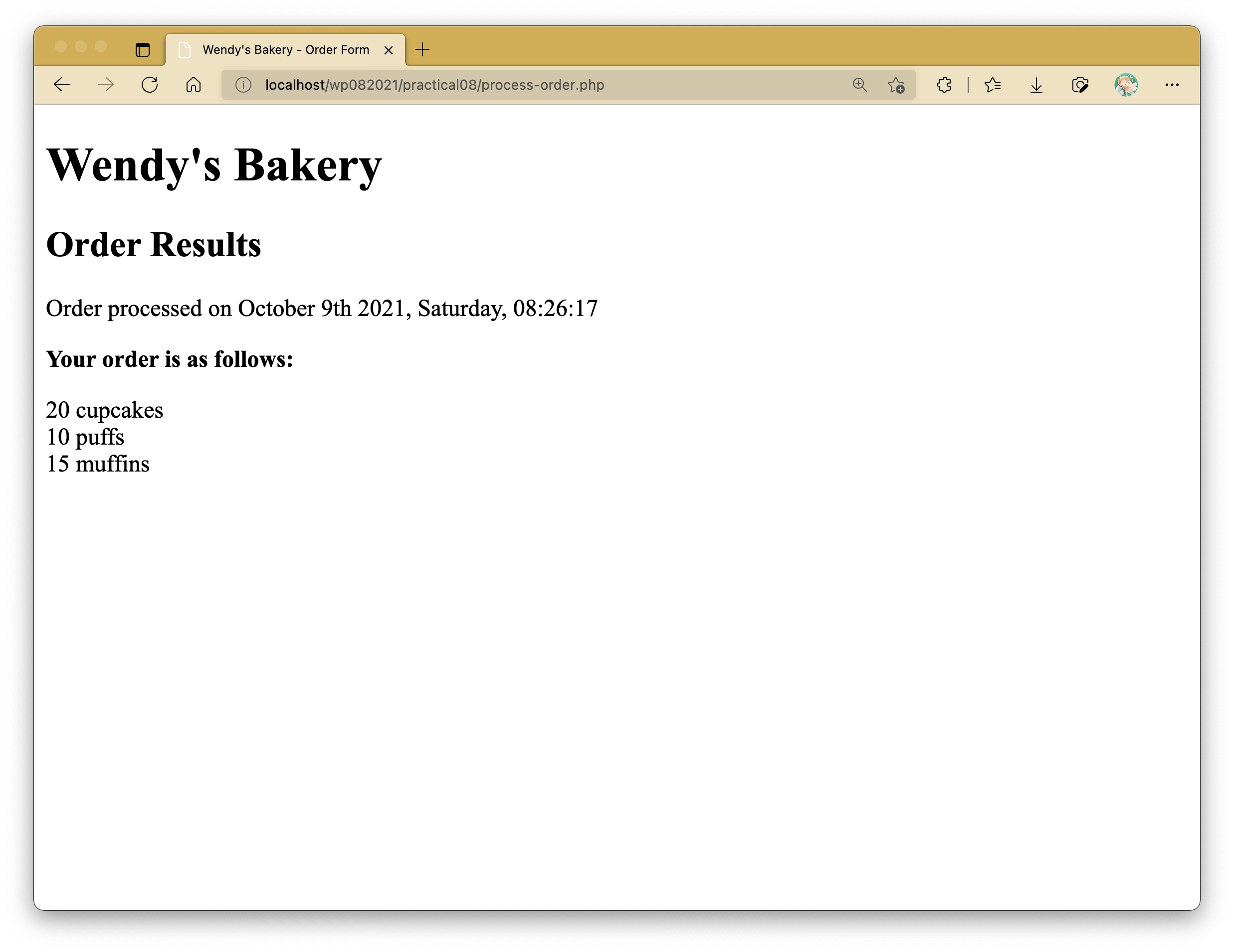 Order Form Processed Details