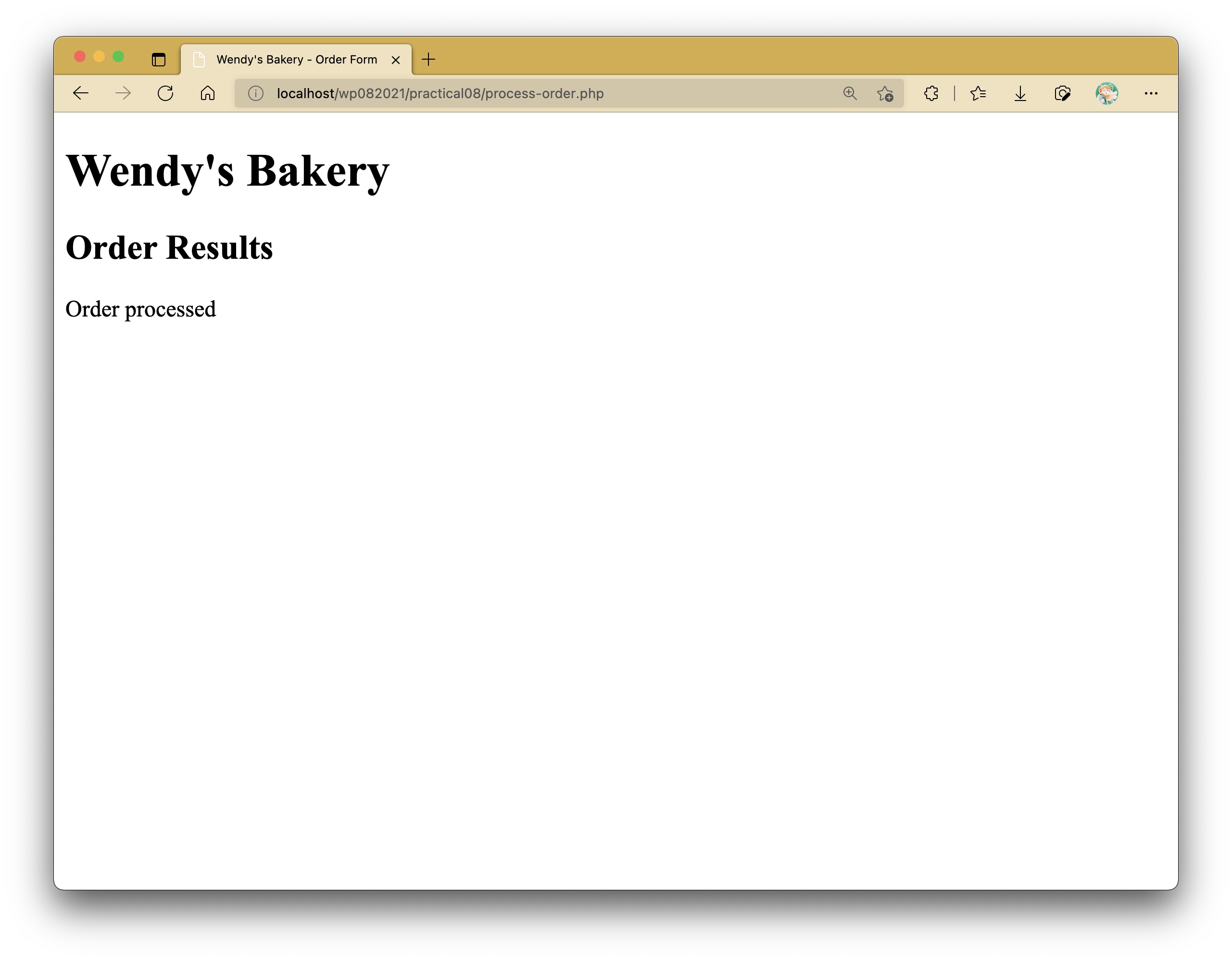 Order Form Processed