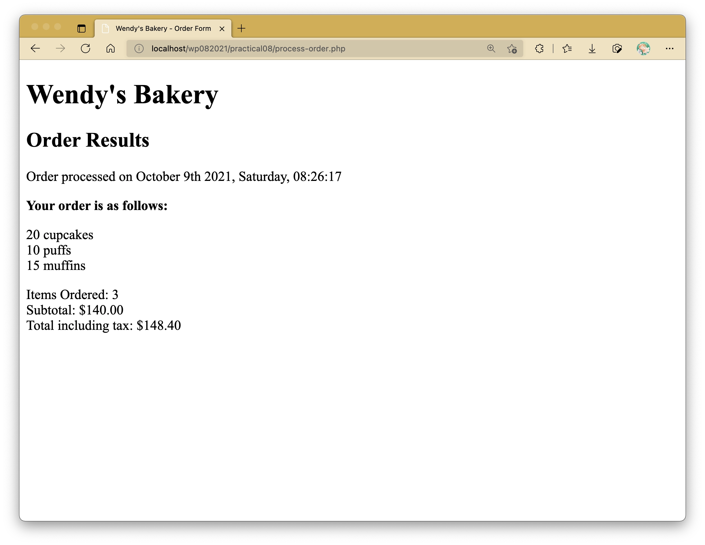Order Form - Total Payable