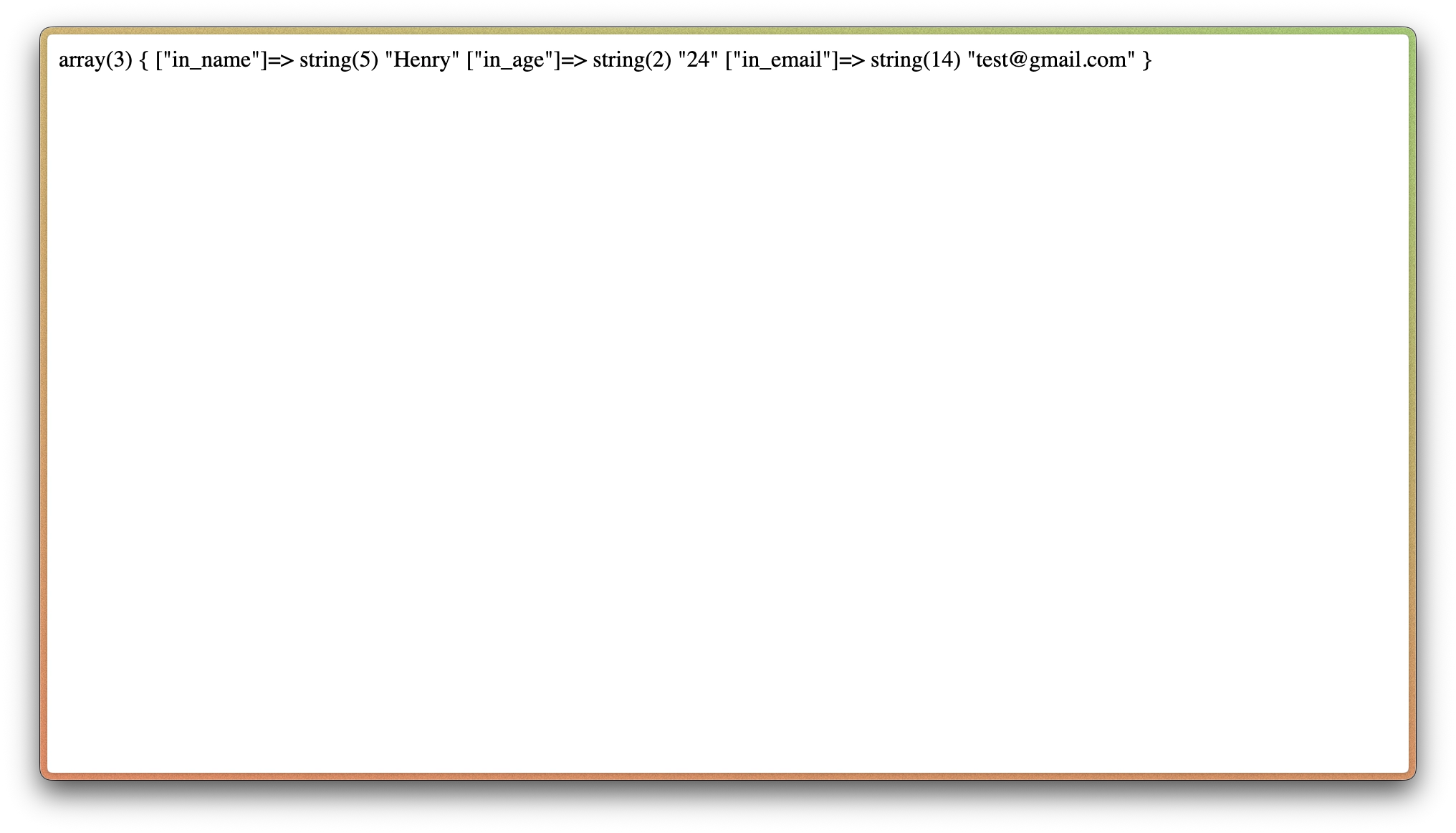 Employee Form var_dump()