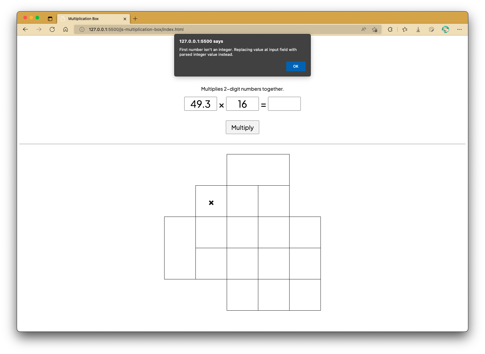 Multiplication Box Page