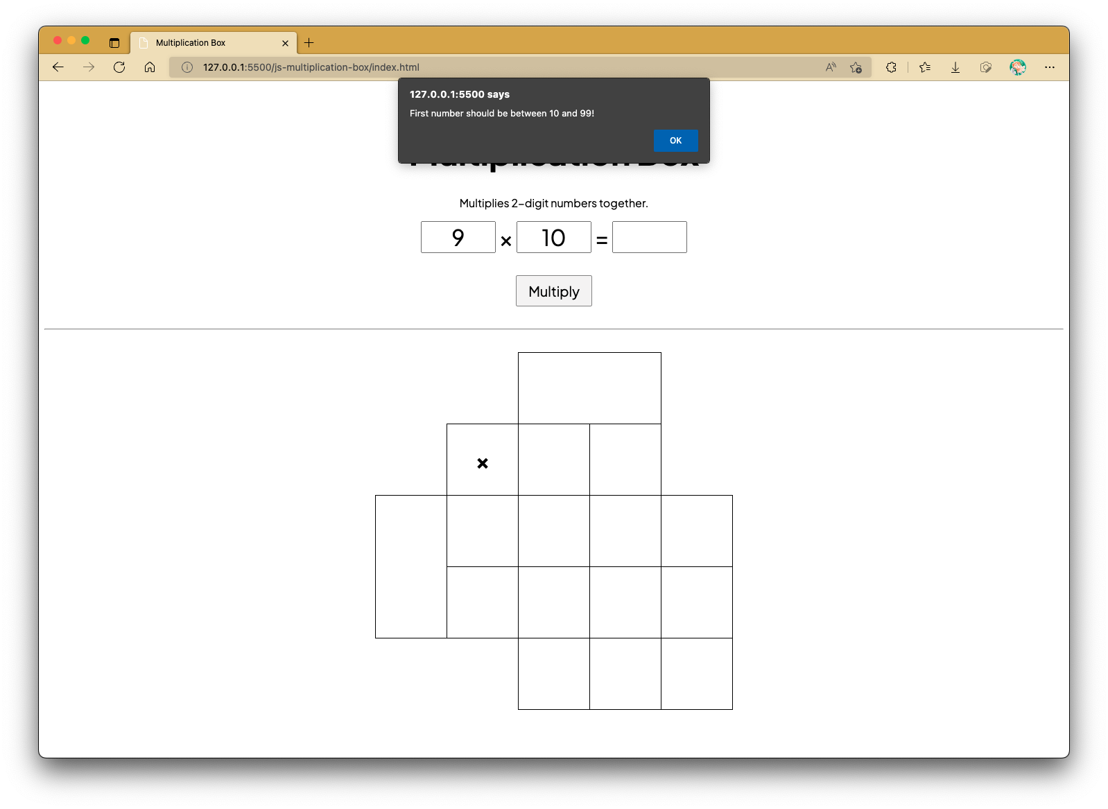 Multiplication Box Page