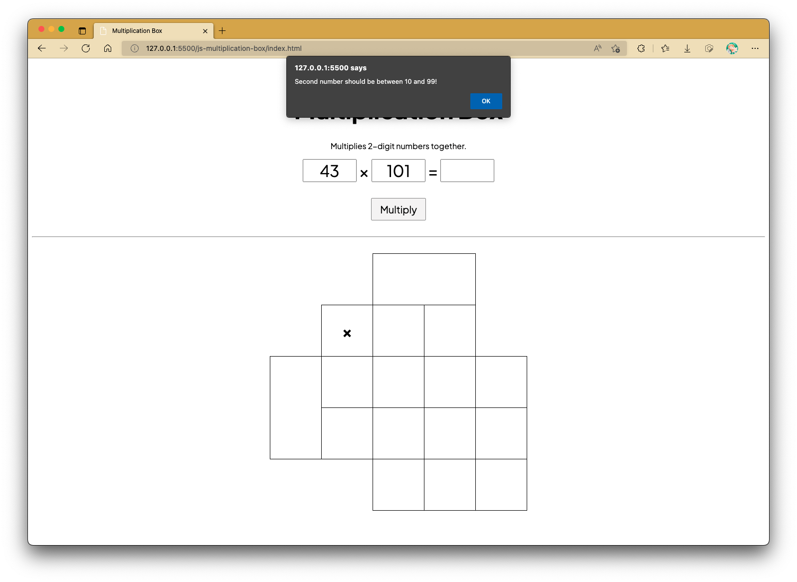 Multiplication Box Page