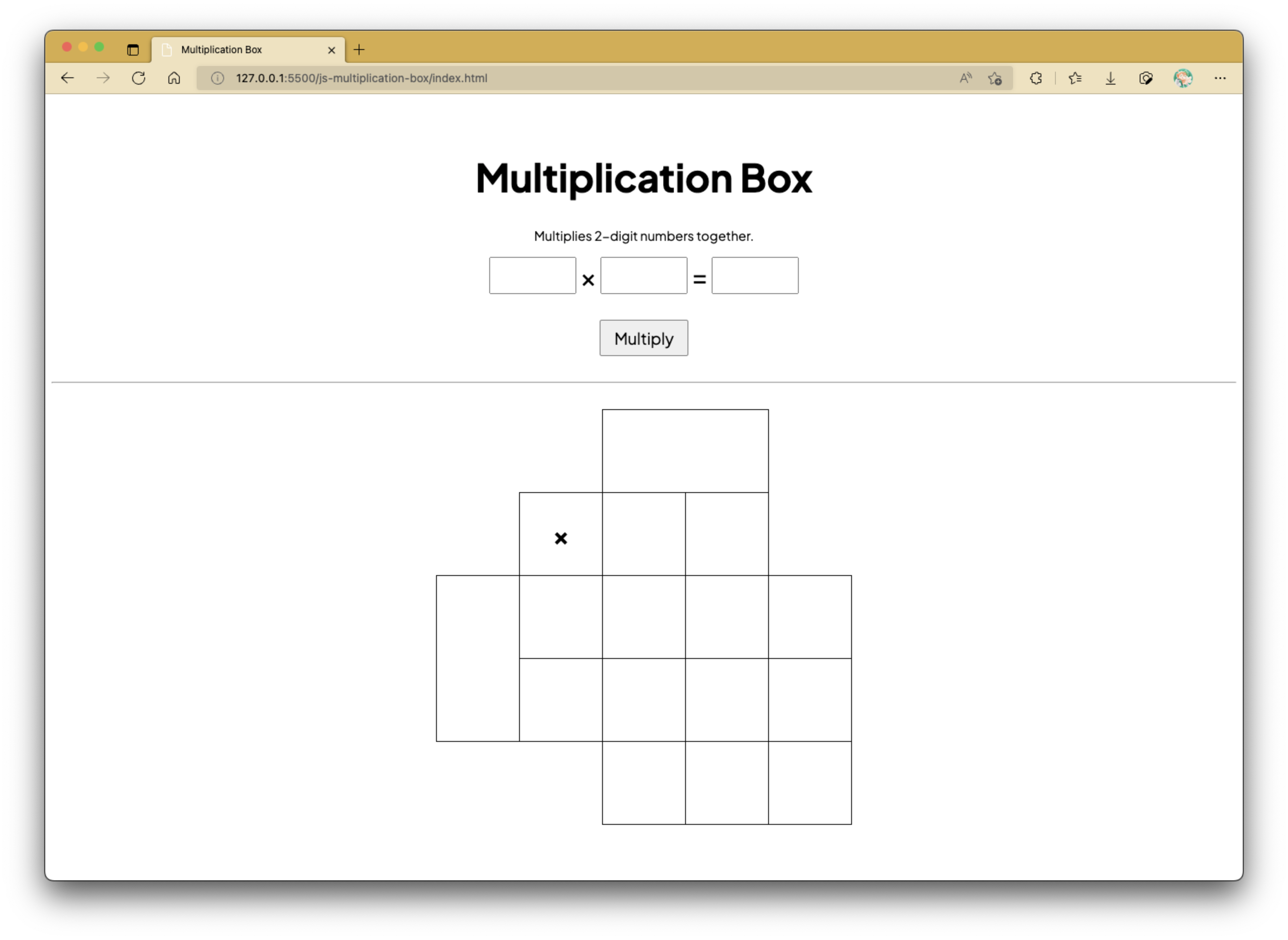Multiplication Box Page