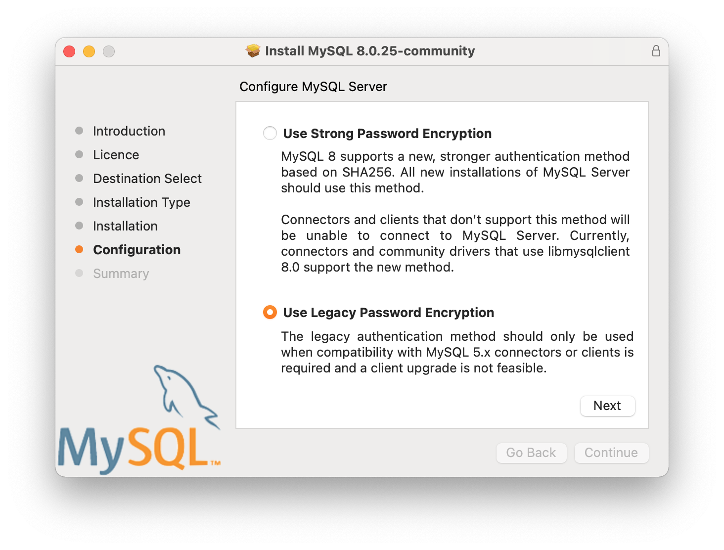 MySQL Password Encryption Settings